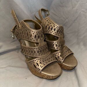 Guess Gold Wedge Sandals